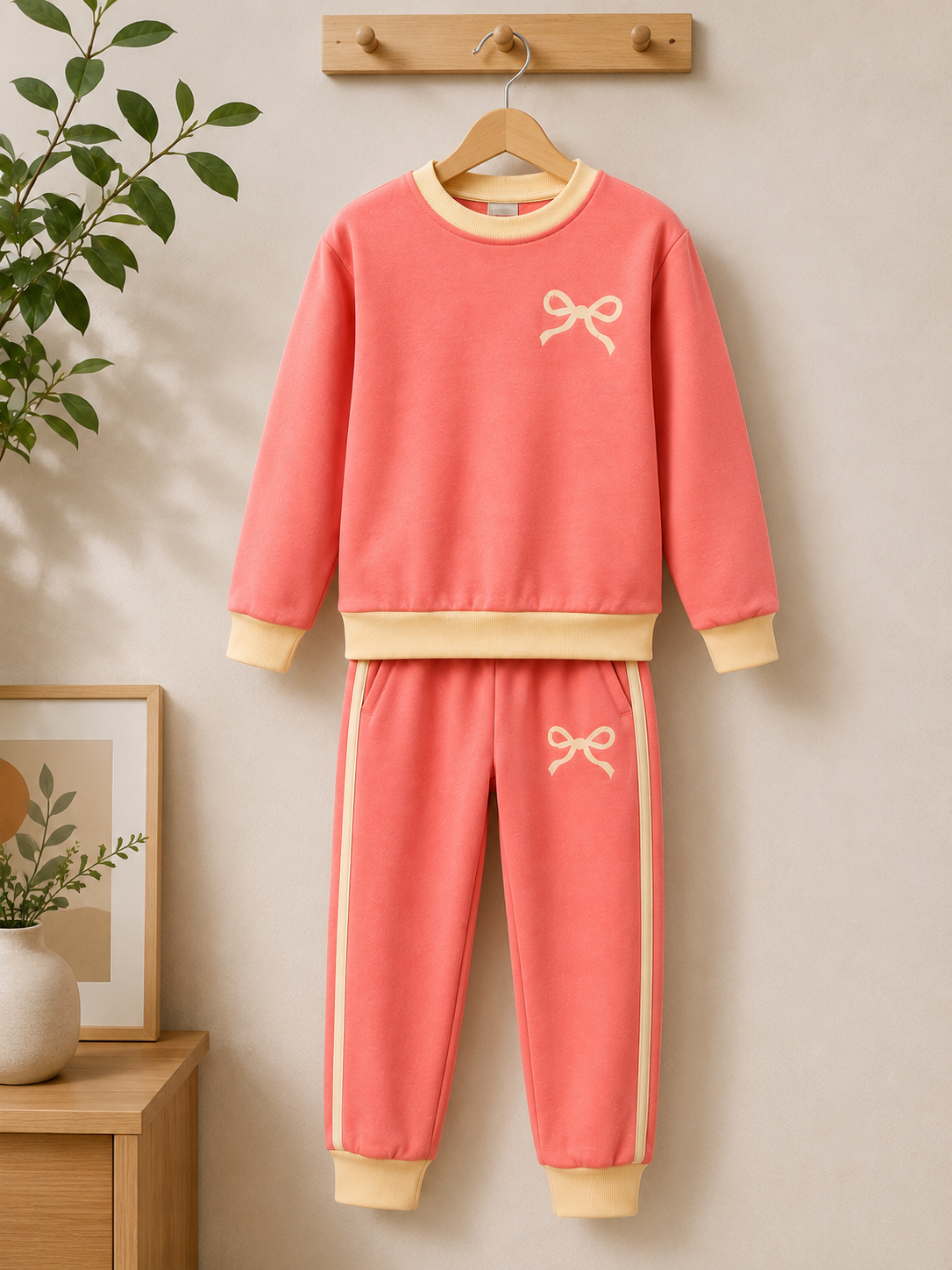 Mädchen Freizeitanzug „Sweet Bow“ – 100 % Baumwolle 🎀