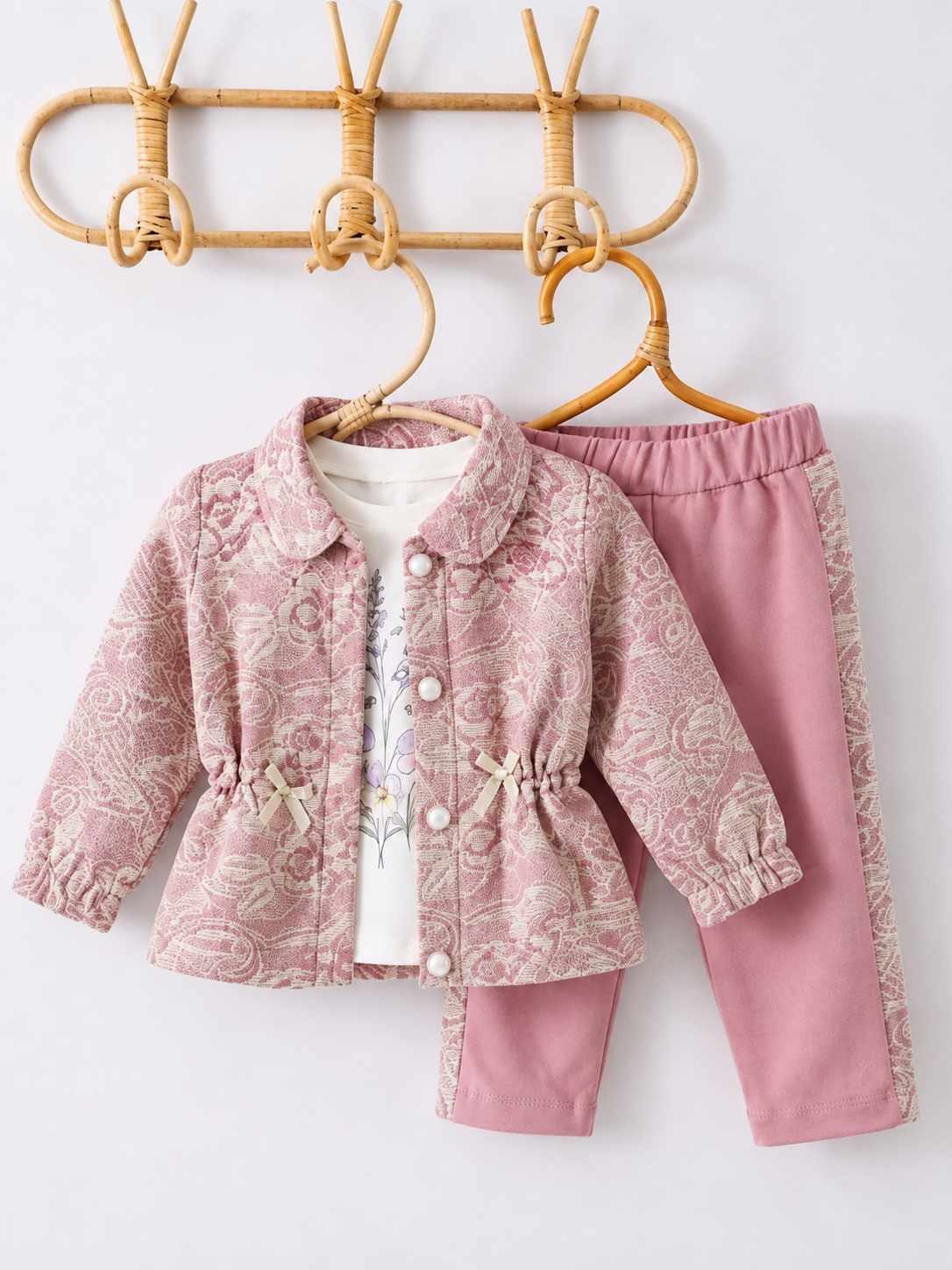 Blütenzauber – 3-teiliges Mädchen-Set in Rosa
