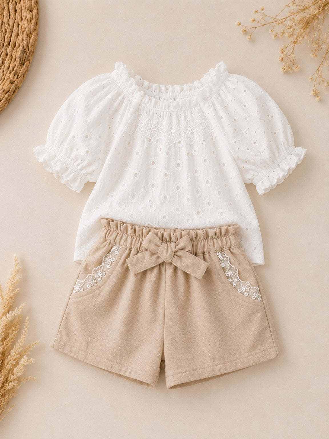 Amelie Spitzenzauber Set – Eleganter Sommer-Zweiteiler aus 100 % Baumwolle