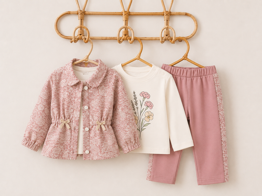 Blütenzauber – 3-teiliges Mädchen-Set in Rosa