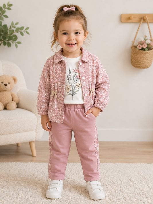 Blütenzauber – 3-teiliges Mädchen-Set in Rosa