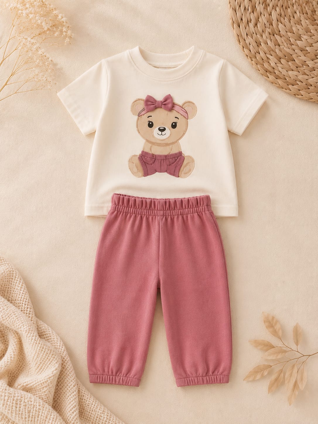 2-teiliges Babyset mit Bärenmotiv (100% Baumwolle)