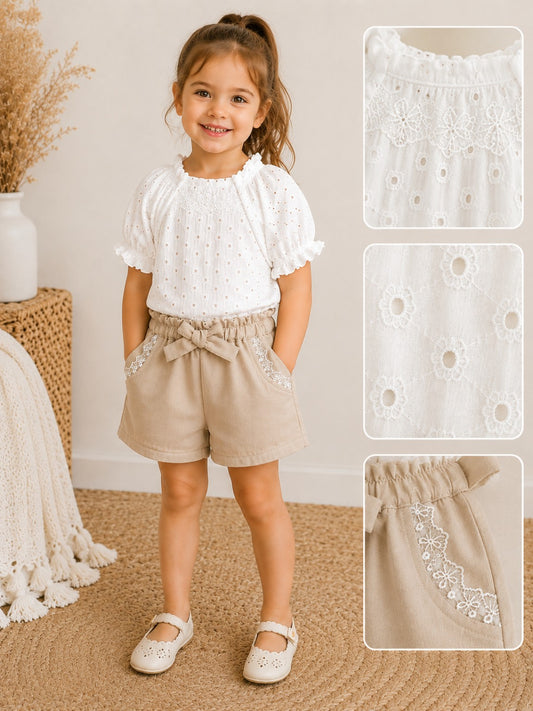 Amelie Spitzenzauber Set – Eleganter Sommer-Zweiteiler aus 100 % Baumwolle