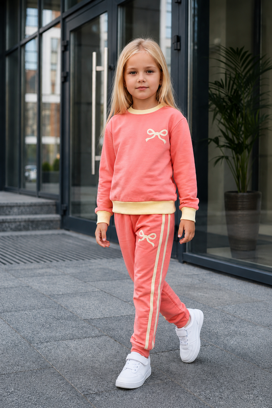 Mädchen Freizeitanzug „Sweet Bow“ – 100 % Baumwolle 🎀